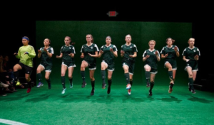 The company of Sarah Delappe's "The Wolves" at Playwrights Realm