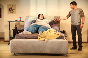 Carmen Herlihy and Alex Hernandez in Roundabout's "Kingdom Come" at the Black Box Theatre