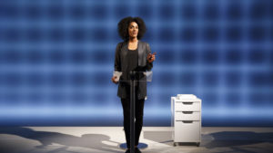 Sarah Jones in "Sell/Buy/Date" at Manhattan Theatre Club