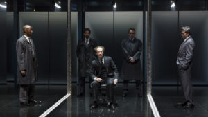 The company of Ayad Akhtar's "Junk" at the Vivian Beaumont Theater.