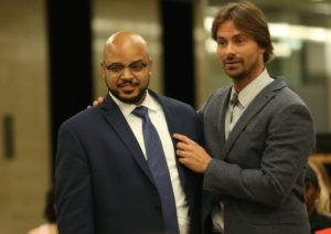 Justin Cunningham and Nicholas Hove in the Mobile Unit’s production of Shakespeare’s “The Winter’s Tale “ at The Public Theater.