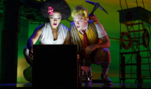 Lilli Cooper and Ethan Slater in "Spongebob Squarepants" at the Palace Theatre.