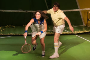 Ellen Tamaki and Donald Corren in "Balls" at 59E59 Theaters.