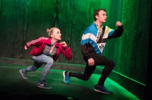 Evanna Lynch and Colin Campbell in Enda Walsh's "Disco Pigs" at the Irish Repertory Theatre.