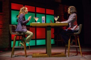 Gillian Jacobs and Rachel Leslie in Sarah Burgess's "Kings" at The Public Theater.
