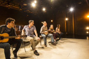 The company of Travis Russ's "America Is Hard to See", a Life Jacket Theatre Company production at HERE Arts Center.