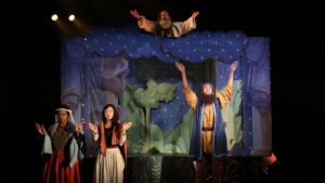 Quincy Tyler Bernstine, Jennifer Kim, Thomas Jay Ryan and Kyle Beltran in Jordan Harrison's "The Amateurs" at the Vineyard Theatre.