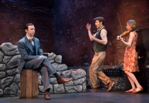 Adam Green, Yuval Boim, and Jascha Heifetz in Primary Stages' production of James Inverne's "A Walk with Heifetz" at Cherry Lane Theatre.