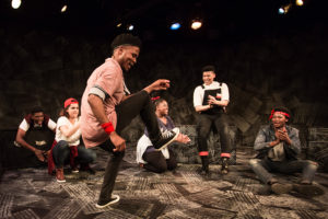 The company of the Baxter Theatre's production of "The Fall" at St. Ann's Warehouse.