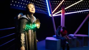 Olivia Oguma in The Playwrights Realm production of Don Nguyen's "Hello, from the Children of Planet Earth" at The Duke on 42nd Street.