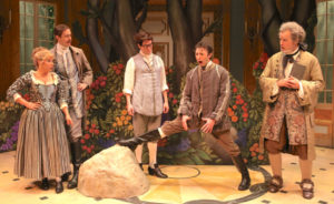 The company of David Ives' "The Metromaniacs" at The Duke on 42nd Street, courtesy of Red Bull Theater.