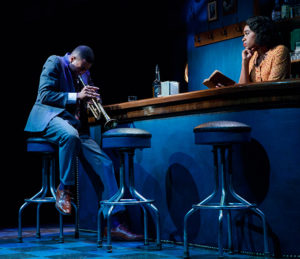 J. Alophonse Nicholson and Kristolyn Lloyd in Dominique Morisseau's "Paradise Blue" at Signature Theatre Company.