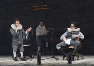 Matthew Jeffers, Gregg Mozgala, and Rob Campbell in Caryl Churchill's "Light Shining in Buckinghamshire" at New York Theatre Workshop.