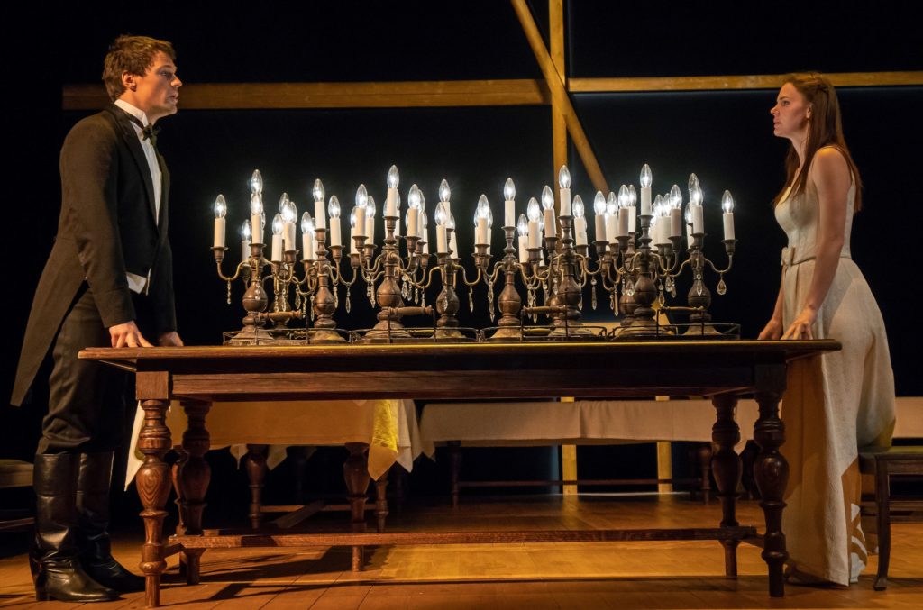 Danila Kozlovsky and Elizaveta Boyarskaya in Maly Drama Theatre's production of "Love and Intrigue" (adapted from a play by Friedrich von Schiller) at BAM Harvey.