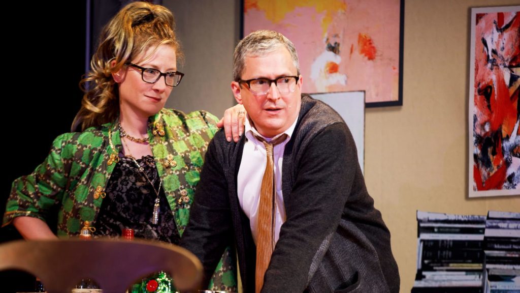 Annie McNamara and Vin Knight in Kate Scelsa's "Everyone's Fine with Virginia Woolf" courtesy of Elevator Repair Service at Abrons Arts Center.