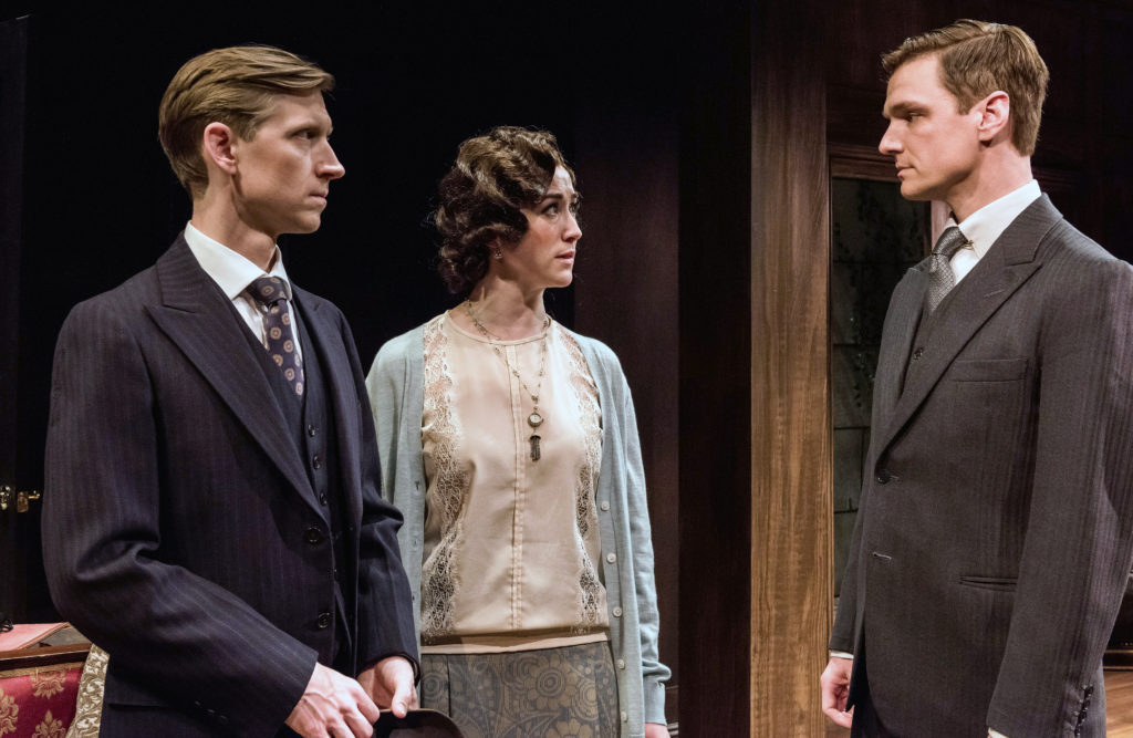 Jeremy Beck, Jessie Shelton, and Henry Clarke in Miles Malleson's "Conflict" at Theatre Row, courtesy of the Mint Theater Company.