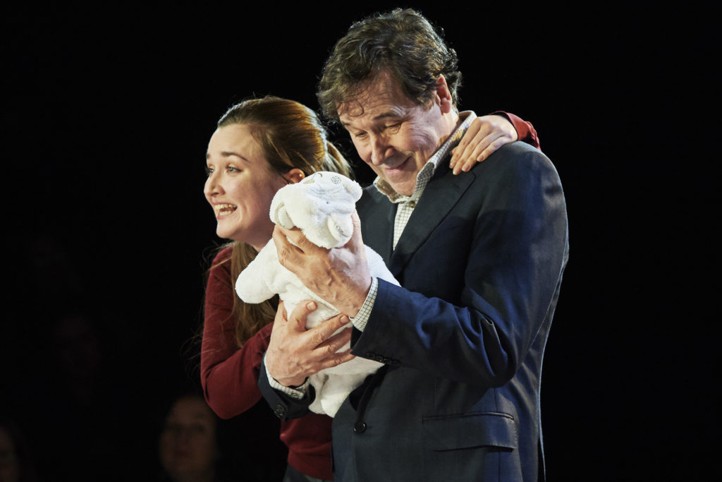 Amy Molloy and Stephen Rea in David Ireland's "Cyprus Avenue" at the Public Theater.