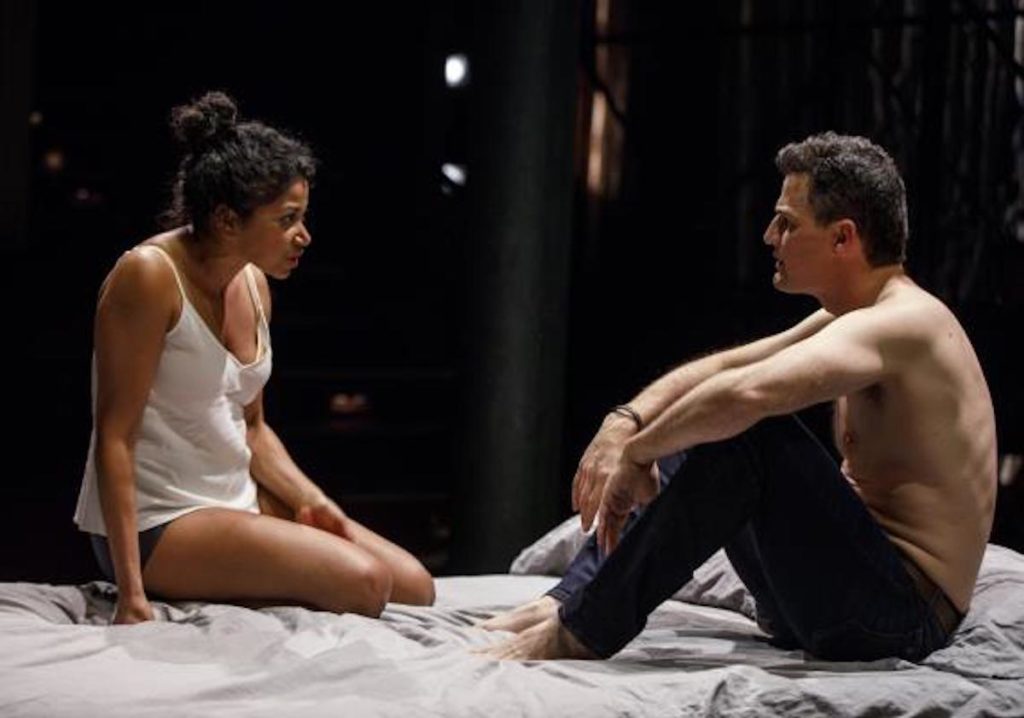 Rebecca Naomi Jones and Enver Gjokaj in Rinnie Groff's "Fire in Dreamland" at the Public Theater.