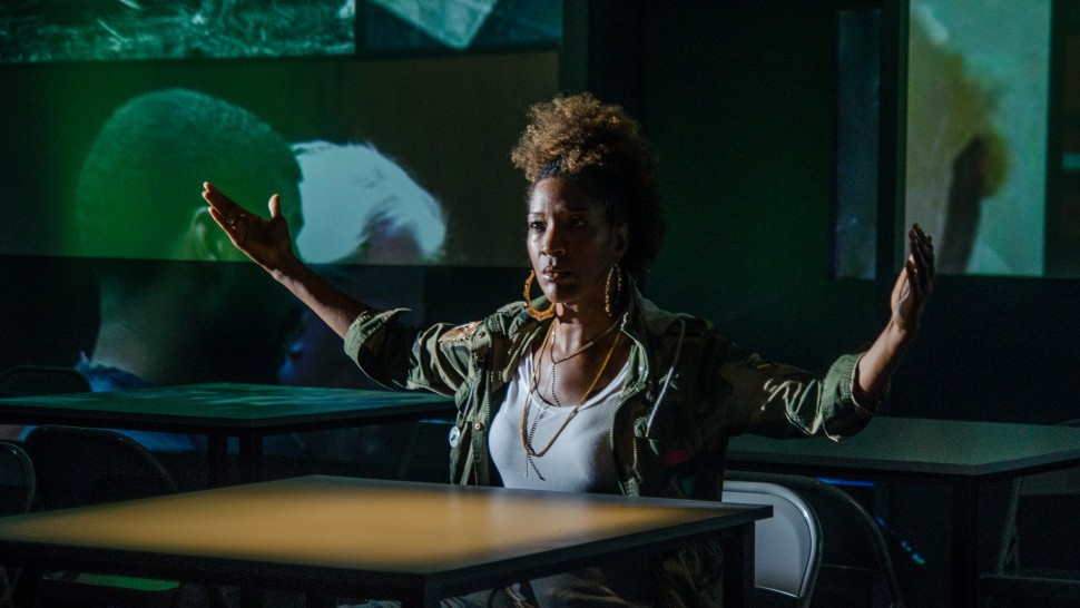 Liza Jessie Peterson in "The Peculiar Patriot" at the National Black Theatre, a co-production with Hi-Arts.