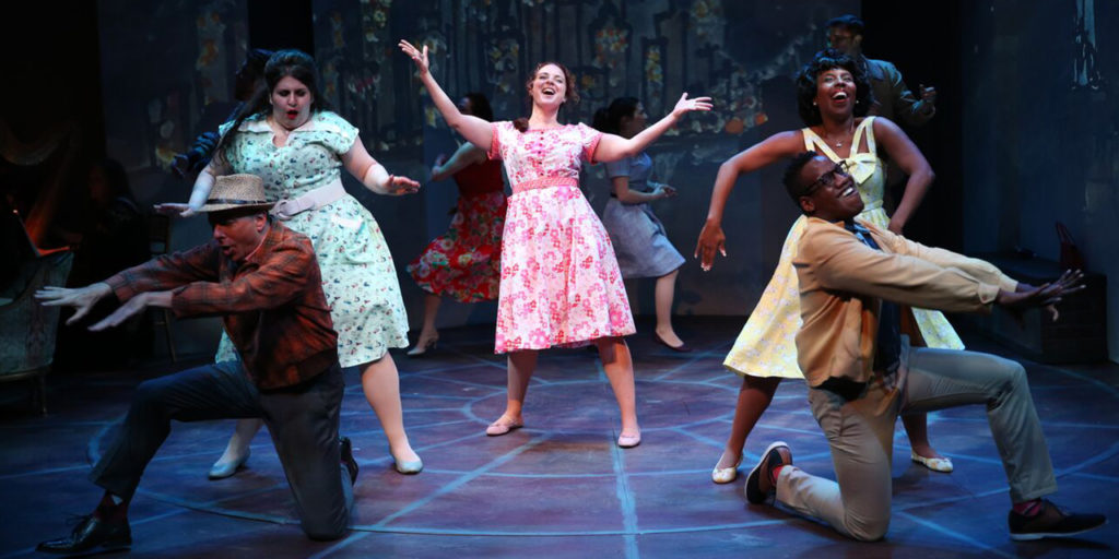 Melissa Errico and company in Irish Rep's revival of Lerner and Lane's "On a Clear Day You Can See Forever".