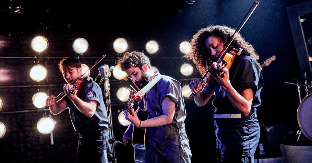 Paris Ellsworth, Jacob Brandt, and Maya Sharpe in "1969: The Second Man" at Next Door at New York Theatre Workshop.