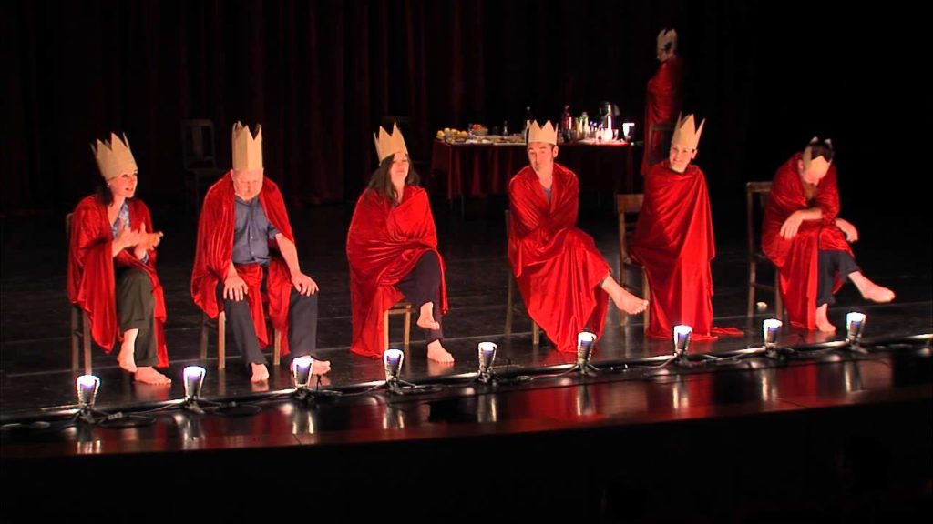 The company of Forced Entertainment's "And on the Thousandth Night" at NY Skirball.