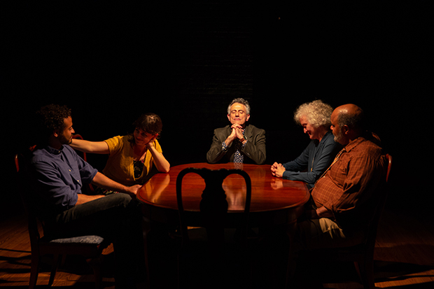 Cesar J. Rosado, Caitlin Morris, David Greenspan, Mary Shultz, and Evander Duck, Jr. star in David Greenspan's "The Things That Were There" at the Bushwick Starr. Photo by Maria Baranova.