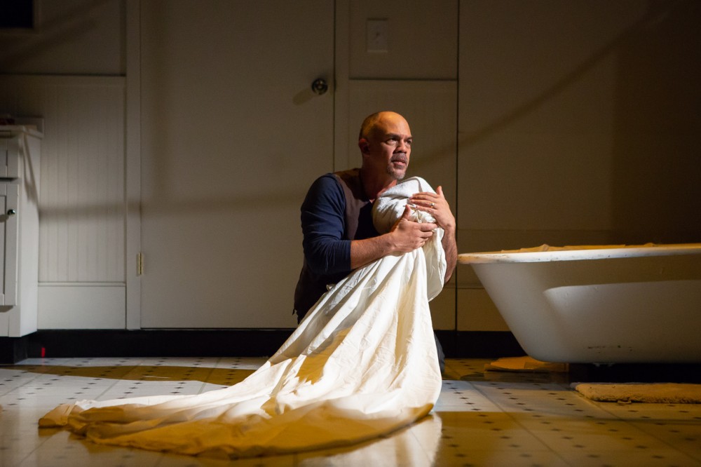 Orlando Pabotoy in Ma-Yi Theater Company's production of "Sesar" at Theatre Row.