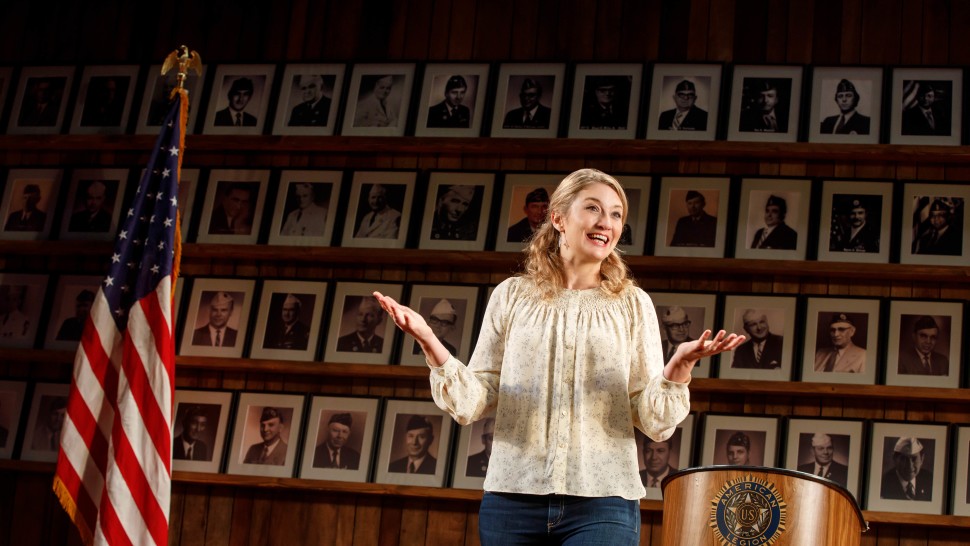 Heidi Schreck in "What the Constitution Means to Me" at New York Theatre Workshop. Photo by Joan Marcus.