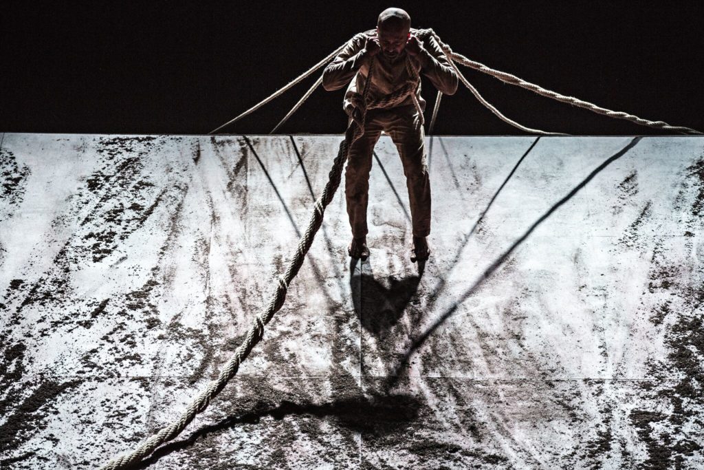 Akram Khan in "Xenos" at the Rose Theater, presented as part of Lincoln Center's White Light Festival.