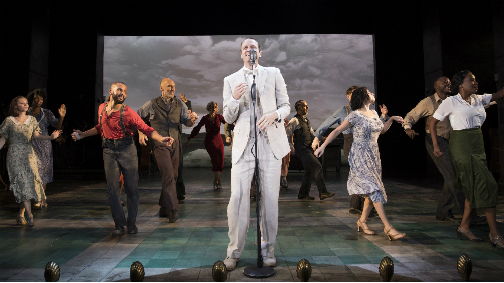 The company of Bob Dylan and Conor McPherson's "Girl from the North Country" at the Public Theater. Photo by Joan Marcus.