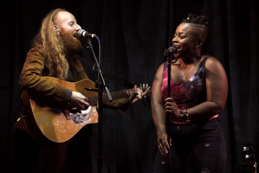 Andrew R. Butler and Stacey Sargeant in Mr. Butler's "Rags Parkland Sings Songs of the Future" at Ars Nova.