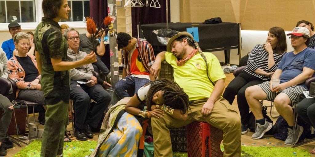 The company of the Mobile Unit's production of Shakespeare's "A Midsummer Night's Dream" at the Public Theater.