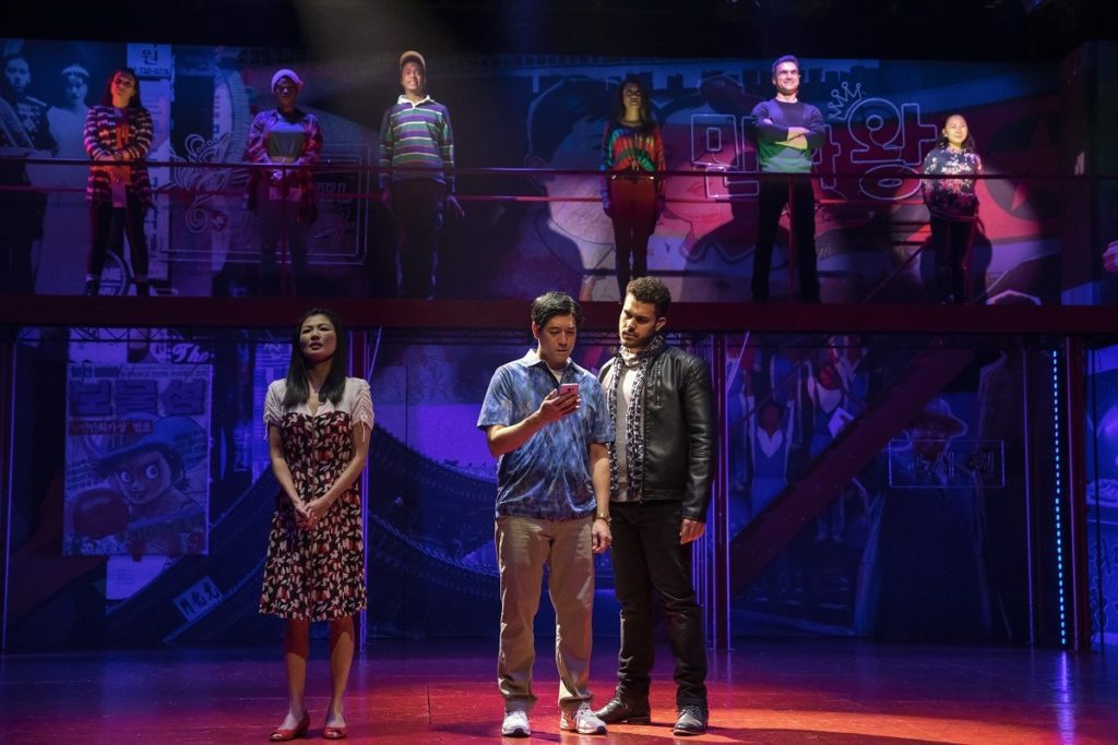 The company of Hansol Jung's "Wild Goose Dreams" at the Public Theater. Photo by Joan Marcus.