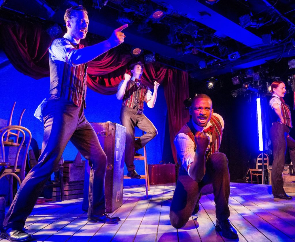 The company of Heart on Sleeve Productions' "The Apple Boys: A Barbershop Quartet Musical" at HERE Arts Center. Photo by Richard Termine.