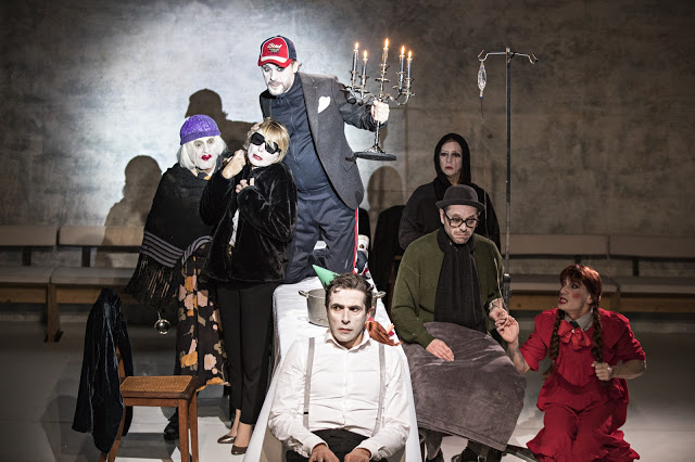The company of Théâtre de la Ville’s production of "Ionesco Suite" at BAM Fisher.