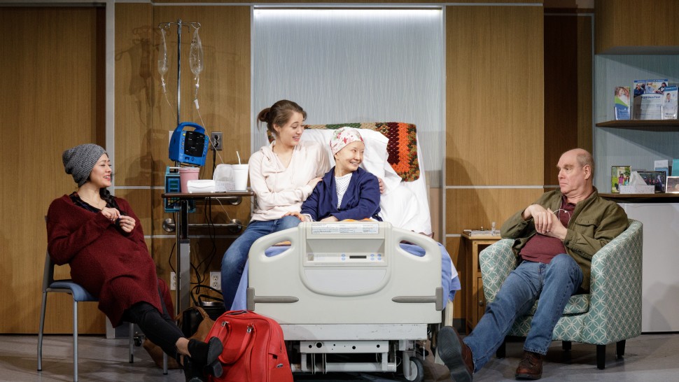 Satomi Blair, Emma Kikue, Ako, and Jay Patterson James Leynse in Leah Nanako Winkler's "God Said This", courtesy of Primary Stages at the Cherry Lane Theatre. Photo by James Leynse.