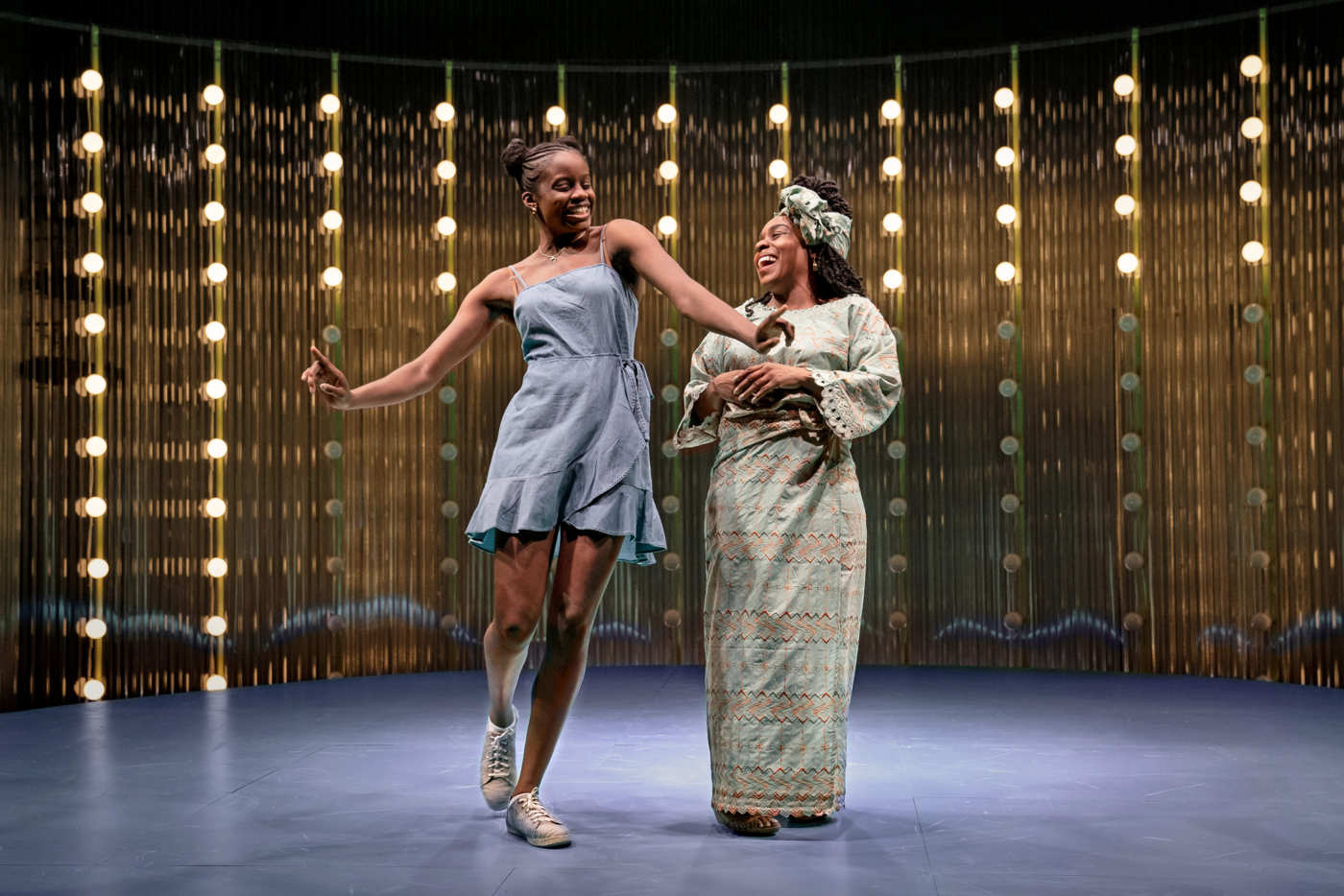 Nike Kadri and Maechi Aharanwa in Playwrights Horizons' production of "If Pretty Hurts Ugly Must Be a Muthafucka" by Tori Sampson. Photo by Joan Marcus.