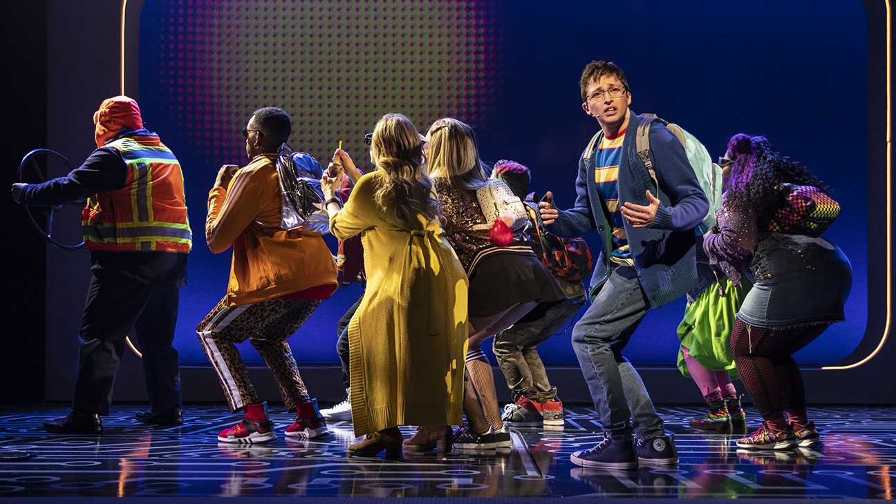 Will Roland leads the cast of Joe Iconis and Joe Tracz's "Be More Chill" at the Lyceum Theatre. Photo by Maria Baranova.