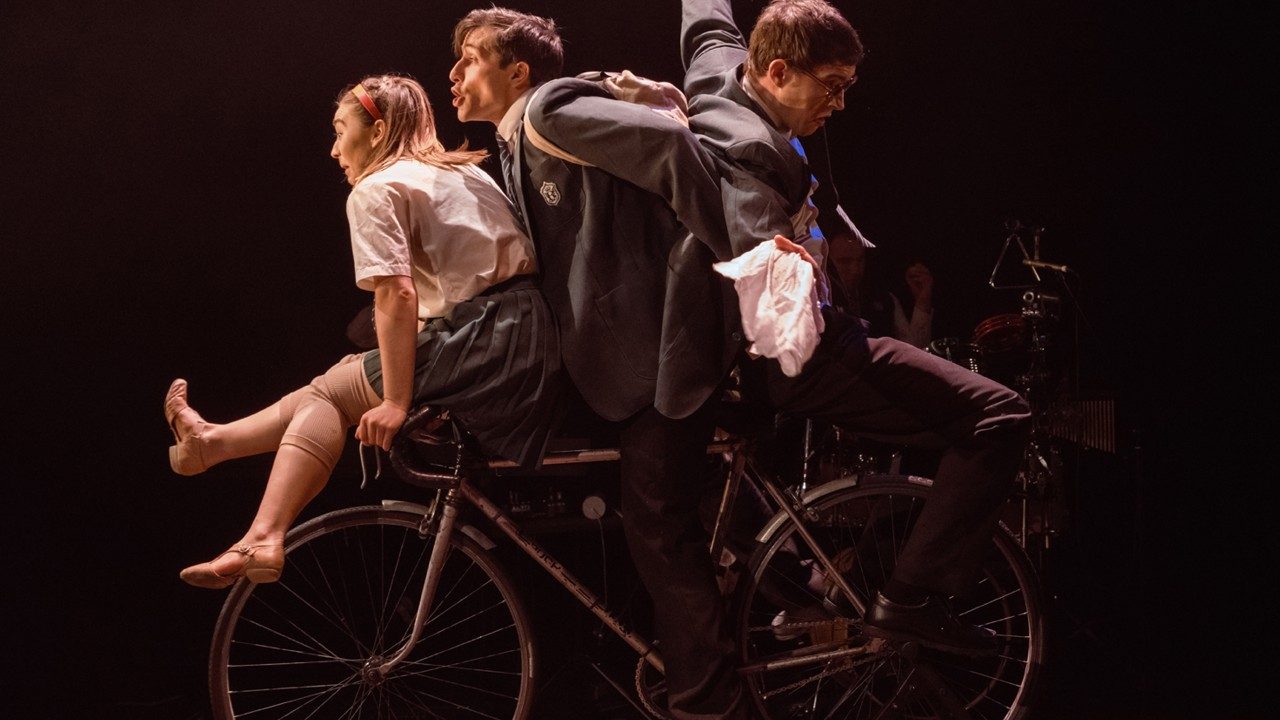 The ensemble of Theatre Re's "The Nature of Forgetting" at the New Victory Theater.