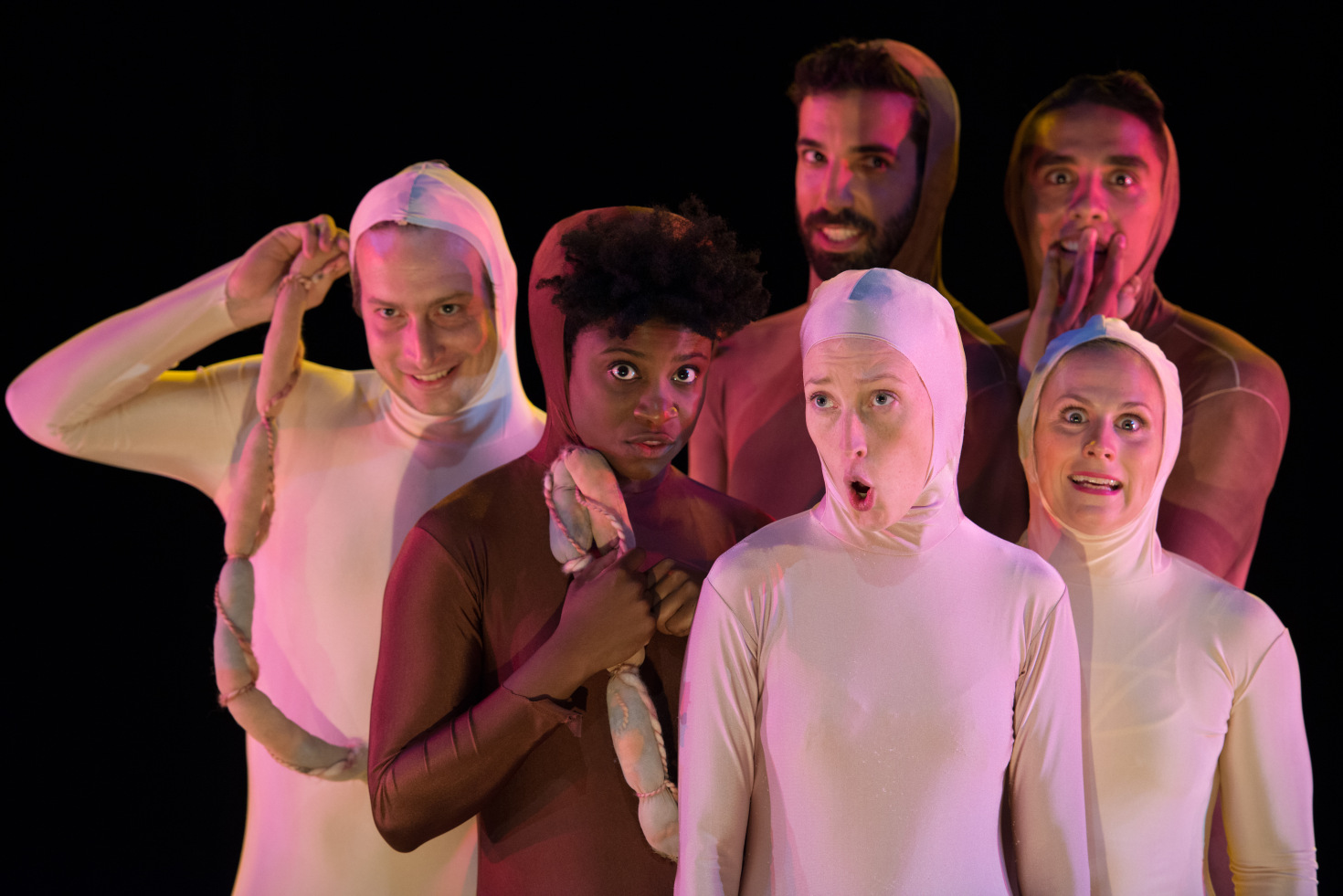 The company of Lightning Rod Special's "The Appointment" at the 4th Street Theatre, courtesy of New York Theatre Workshop's Next Door programming. Photo by Johanna Austin.