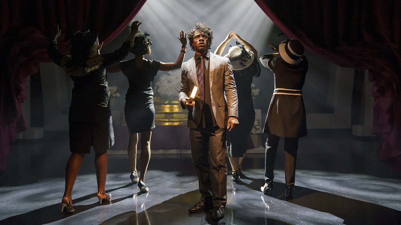 Marchant Davis and the company "Ain't No Mo'" by Jordan E. Cooper at the Public Theater. Photo by Joan Marcus.