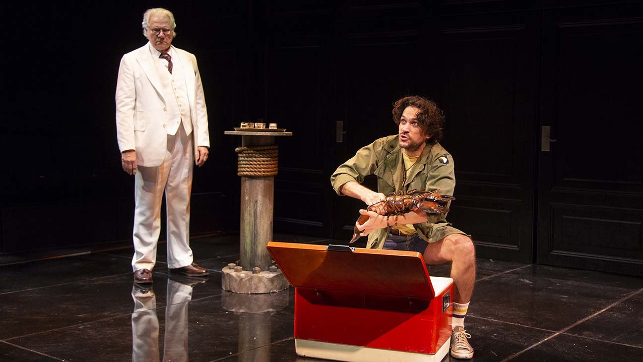 John Larroquette and Will Swenson in Lincoln Center Theater's production of John Guare's "Nantucket Sleigh Ride" at the Mitzi E. Newhouse Theater. Photo by T. Charles Erickson.