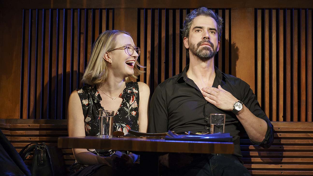 Halley Feiffer and Hamish Linklater in "The Pain of My Belligerence" by Ms. Feiffer at Playwrights Horizons. Photo by Joan Marcus.