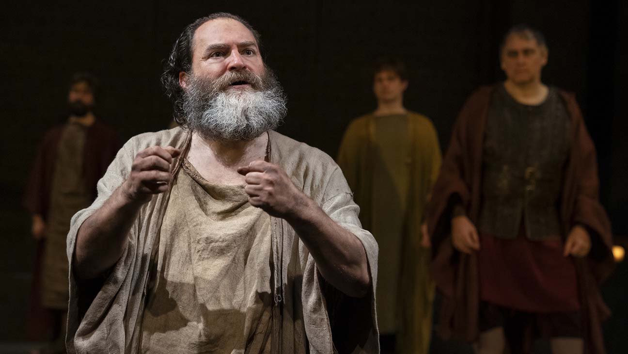 Michael Stuhlbarg in Tim Blake Nelson's "Socrates" at the Public Theater. Photo by Joan Marcus.