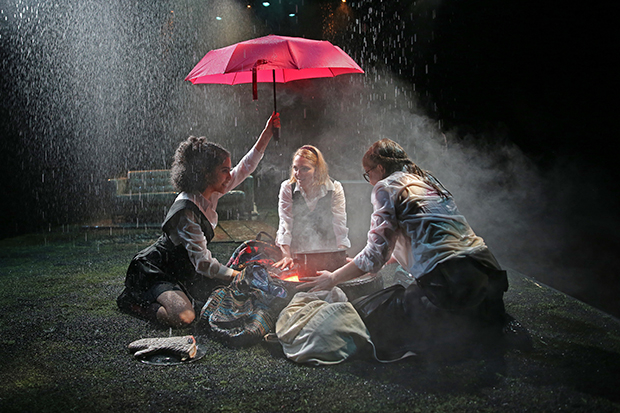 Sharlene Cruz, AnnaSophia Robb, and Sophie Kelly-Hedrick in Red Bull Theater's production "Mac Beth", Erica Schmidt's adaptation of Shakespeare's "The Scottish Play", at the Lucille Lortel Theatre. Photo by Carol Rosegg.