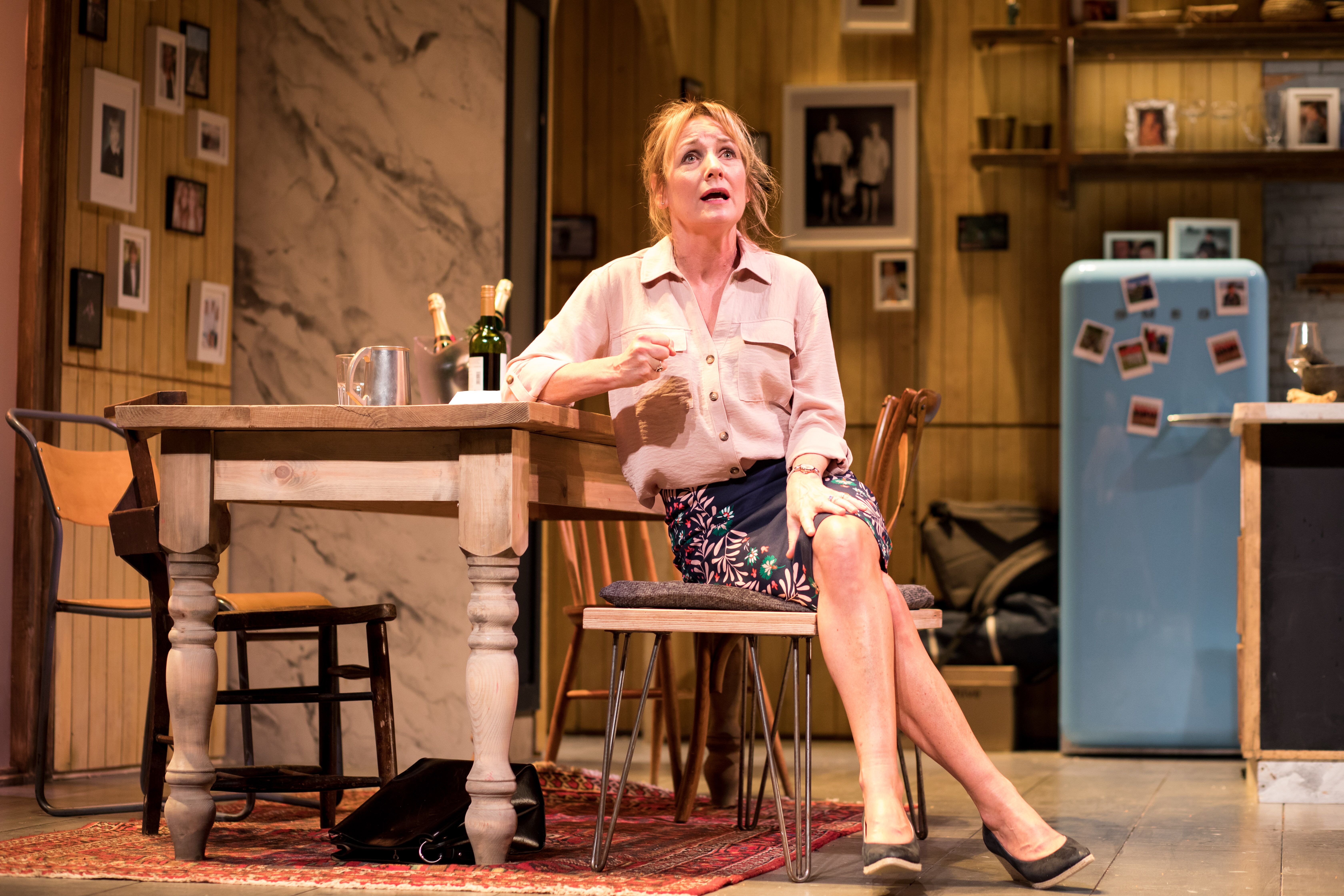 Caroline Langrishe in Torben Betts' "Caroline's Kitchen" at 59E59 Theaters. Photo by Sam Taylor.