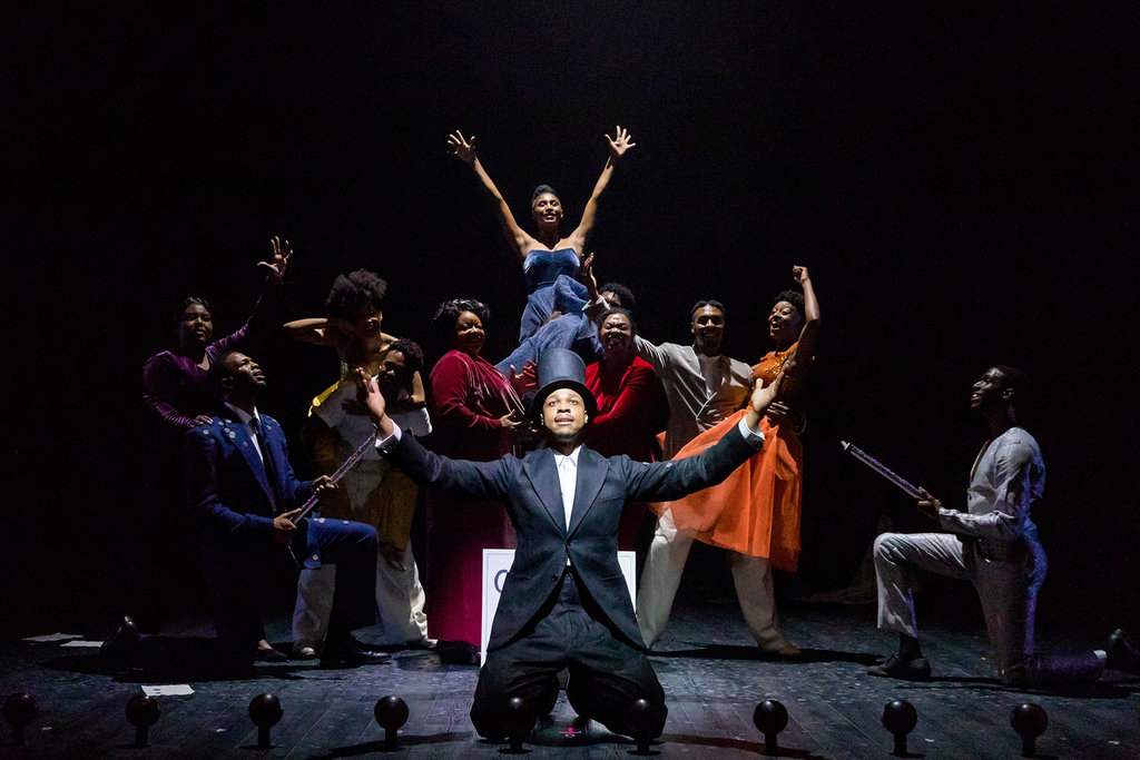 Davóne Tines and the company of Langston Hughes' "The Black Clown", presented by Lincoln Center's Mostly Mozart Festival at the Gerald W. Lynch Theater.