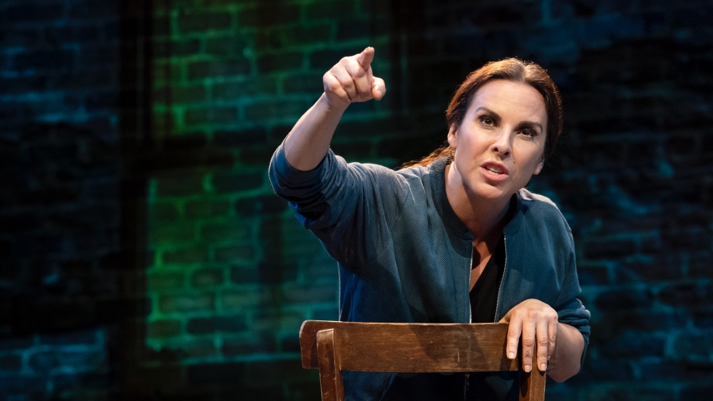 Kate del Castillo in Audible Theater's production of "The Way She Spoke" by Isaac Gomez at the Minetta Lane Theatre. Photo by Joan Marcus.