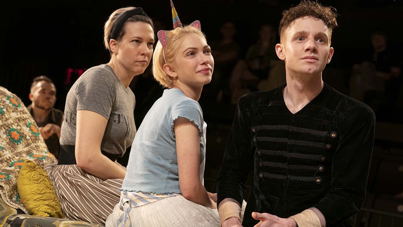 Matthew Jeffers, Rebecca Henderson, Tavi Gevinson, and Chris Perfetti in Halley Feiffer's "Moscow Moscow Moscow Moscow Moscow Moscow", courtesy of MCC Theater. Photo by Joan Marcus.